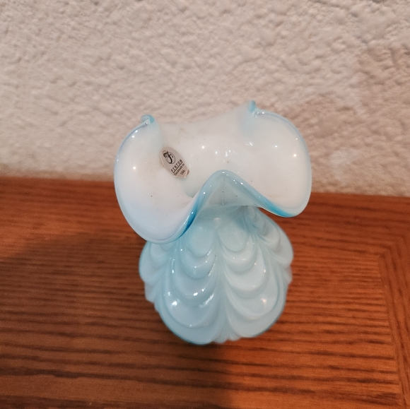 Fenton Blue Topaz Overlay Drapery Vase - Picture 2 of 3